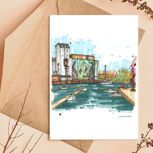 ADM grain elevator, Midland Waterfront, Ontario -  Greeting Card
