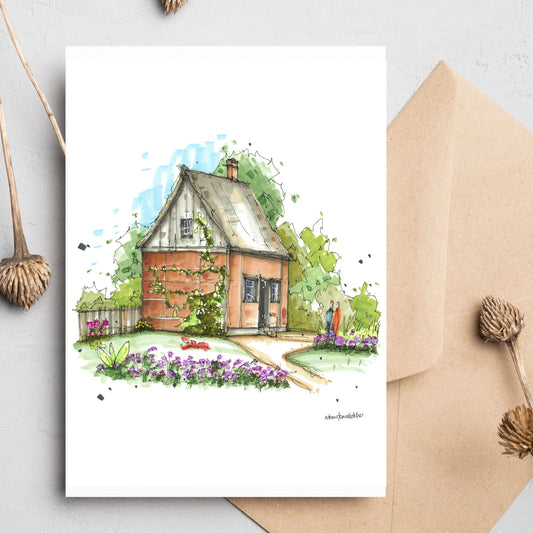 Acadian Garden, Historic Gardens, Annapolis Royal - Greeting Card - Downtown Sketcher