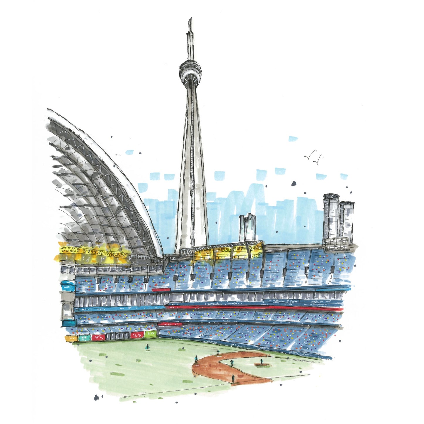 Ballgame at the Rogers Centre, Toronto - Downtown Coasters by Downtown Sketcher