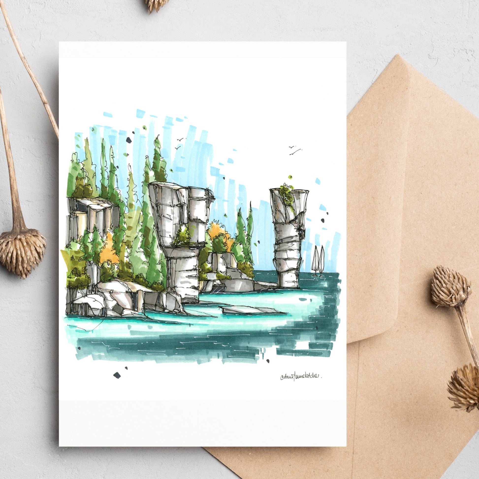 Big and Small Flowerpot Tobermory, ON, Greeting Card