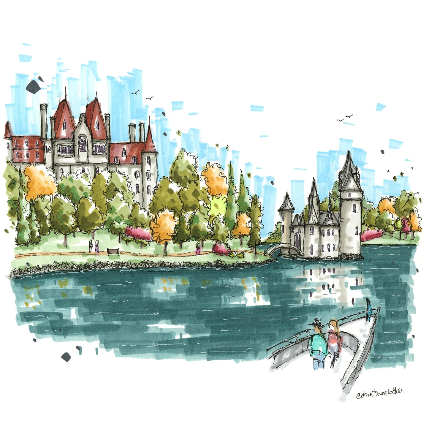Boldt Castle, the Power House and Clock Tower, Thousand Islands - Greeting Card