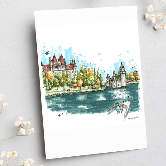 Boldt Castle, the Power House and Clock Tower, Thousand Islands - Greeting Card
