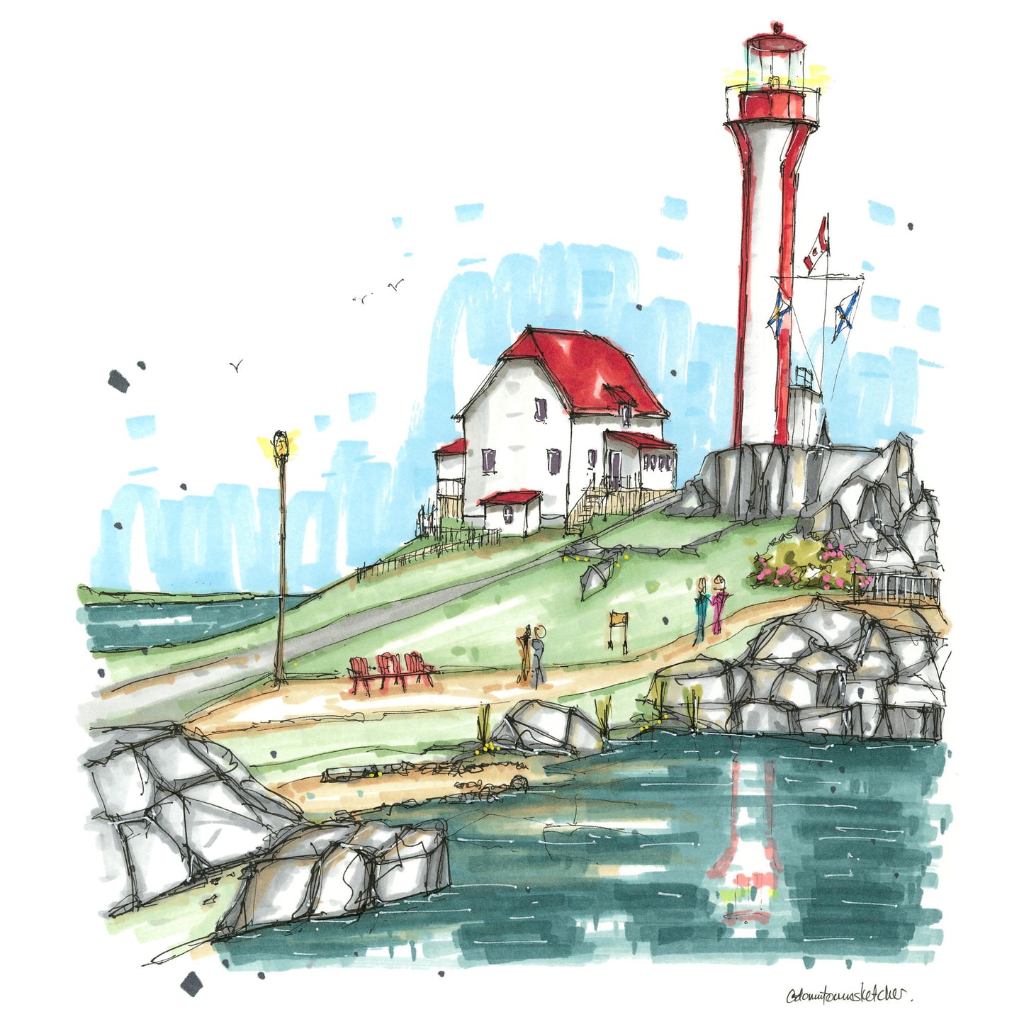 Cape Forchu Lighthouse, Yarmouth - Greeting Card