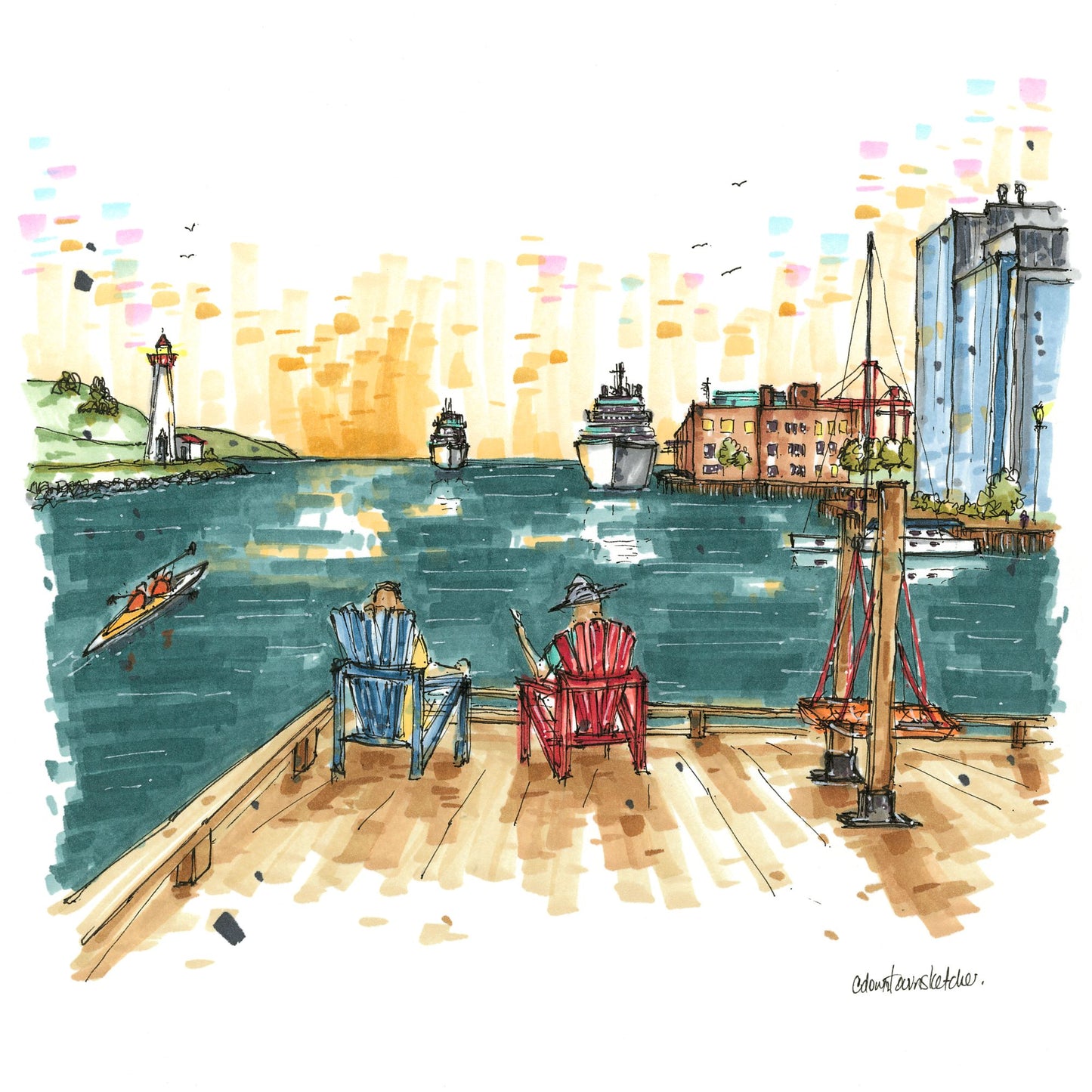 Cruise ships arriving, Halifax Waterfront -  Greeting Card