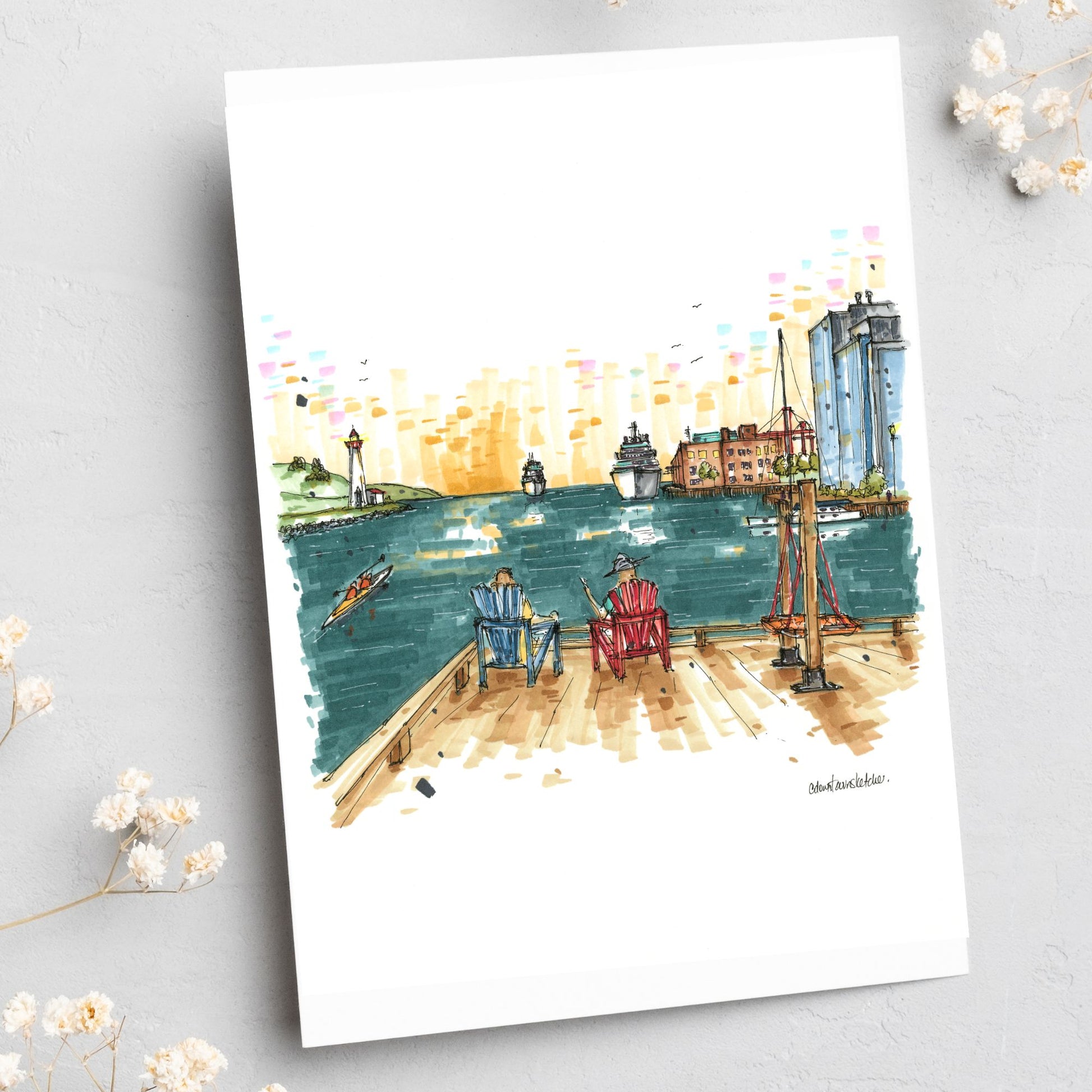 Cruise ships arriving, Halifax Waterfront -  Greeting Card