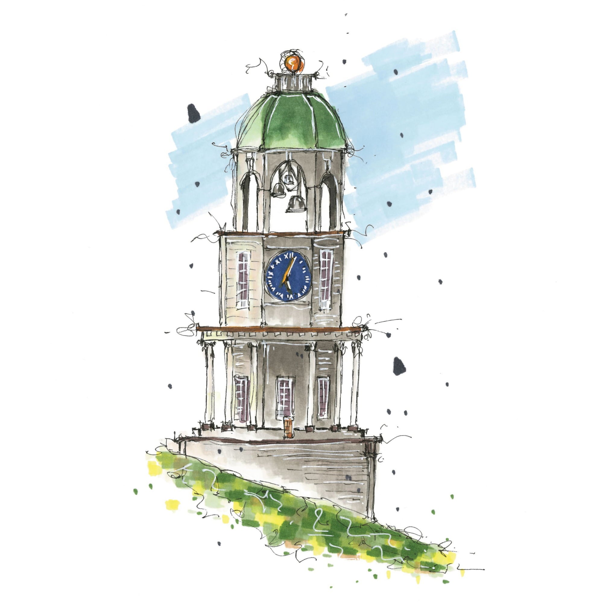 A drawing i made of an old clock tower in Massachusetts : r/ArchitecturePorn