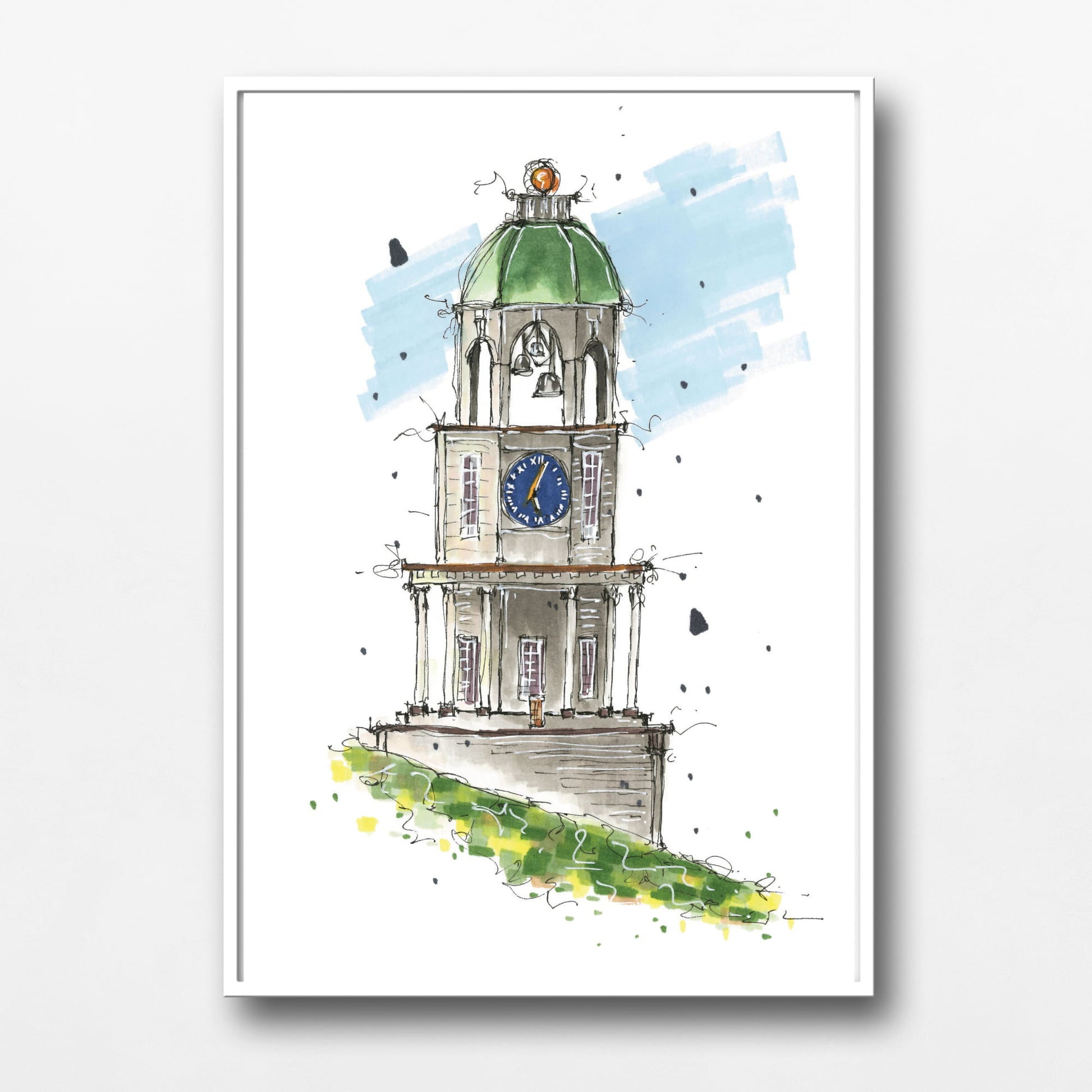 DTS0024 The Citadel Clock Tower Halifax Nova Scotia Canada Sketch, Pink St, Storefront Sketch, Art Print - Artwork Print Sketch 2 - Downtown Sketcher