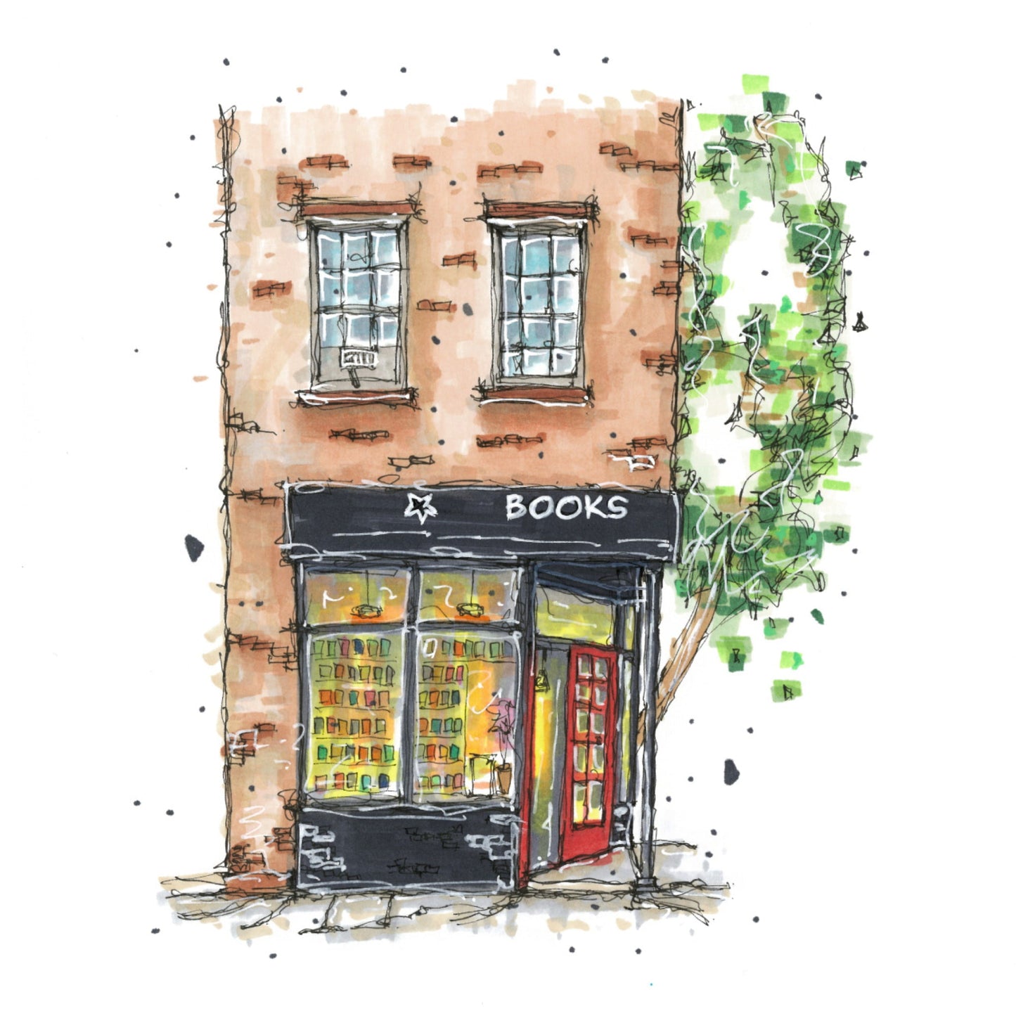 DTS0036 - Three Lives & Co. Books - New York- Artwork Print Sketch 2 - Downtown Sketcher