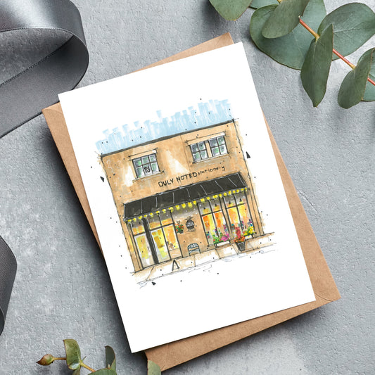 DTS0039 - Duly Noted Stationary, Halifax, Storefront Sketch, Greeting Card with Envelope, Downtown Sketcher, Wynand van Niekerk 