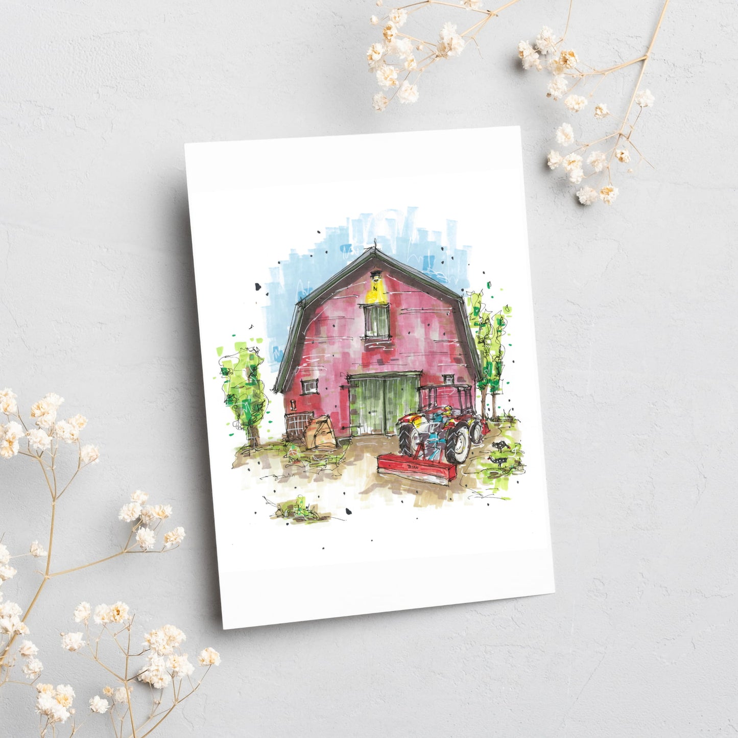 Sweetwood Farm, Blockhouse, Nova Scotia, Greeting Card, Downtownsketcher, Wynand van Niekerk, DTS0050