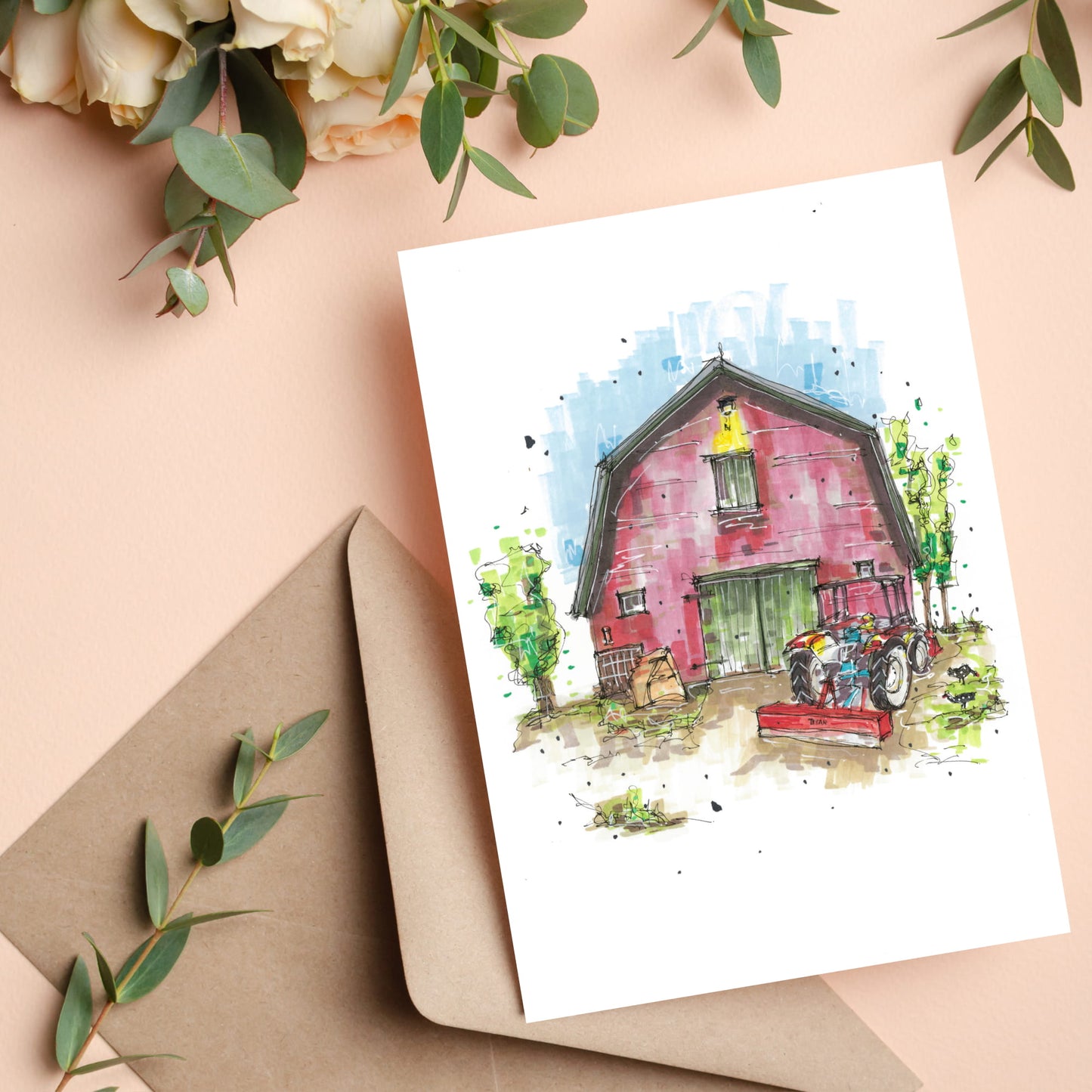 Sweetwood Farm, Blockhouse, Nova Scotia, Greeting Card, Downtownsketcher, Wynand van Niekerk, DTS0050