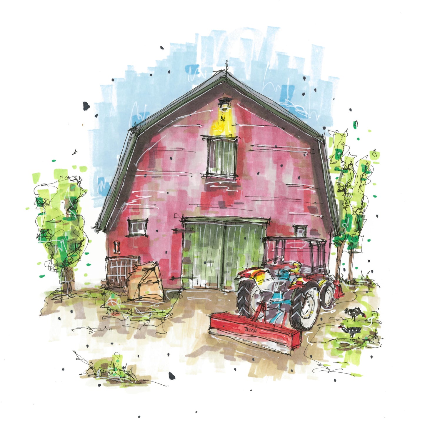 Sweetwood Farm, Blockhouse, Nova Scotia, Greeting Card, Downtownsketcher, Wynand van Niekerk, DTS0050