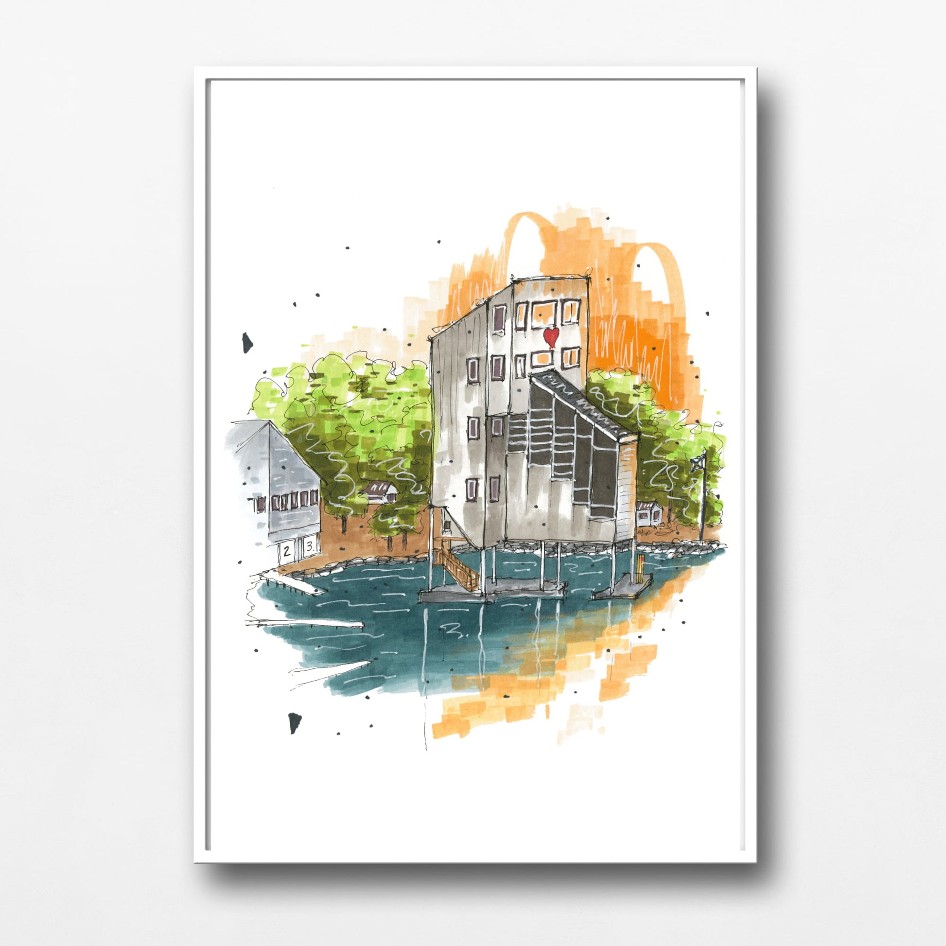 Lake Banook, Dartmouth, Nova Scotia, Print, Downtownsketcher, Wynand van Niekerk, DTS0054