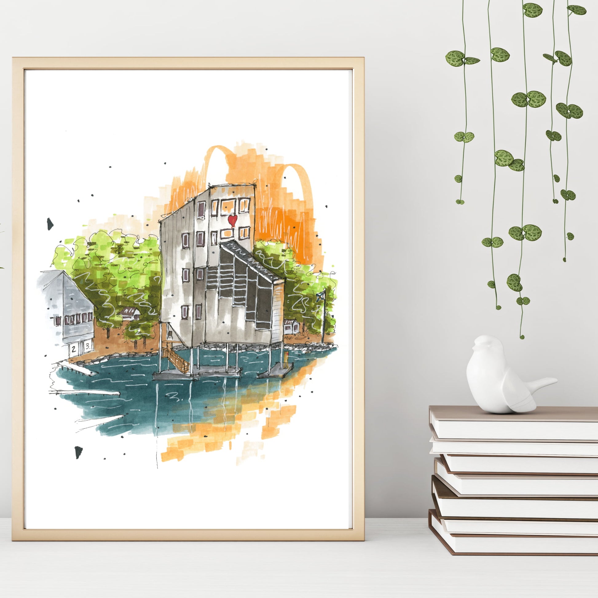 Lake Banook, Dartmouth, Nova Scotia, Print, Downtownsketcher, Wynand van Niekerk, DTS0054