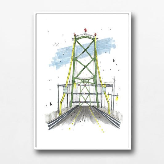 Driving the MacDonald Bridge, Halifax, Nova Scotia, Print, Downtownsketcher, Wynand van Niekerk, DTS0061