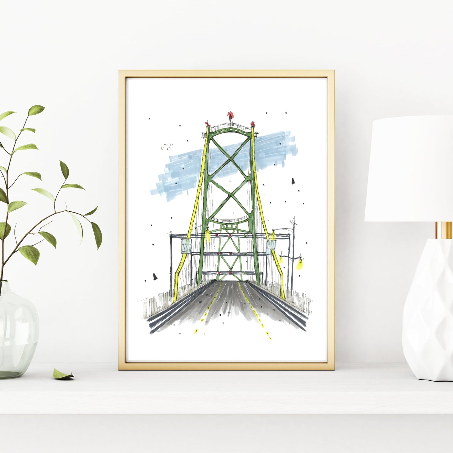 Driving the MacDonald Bridge, Halifax, Nova Scotia, Print, Downtownsketcher, Wynand van Niekerk, DTS0061