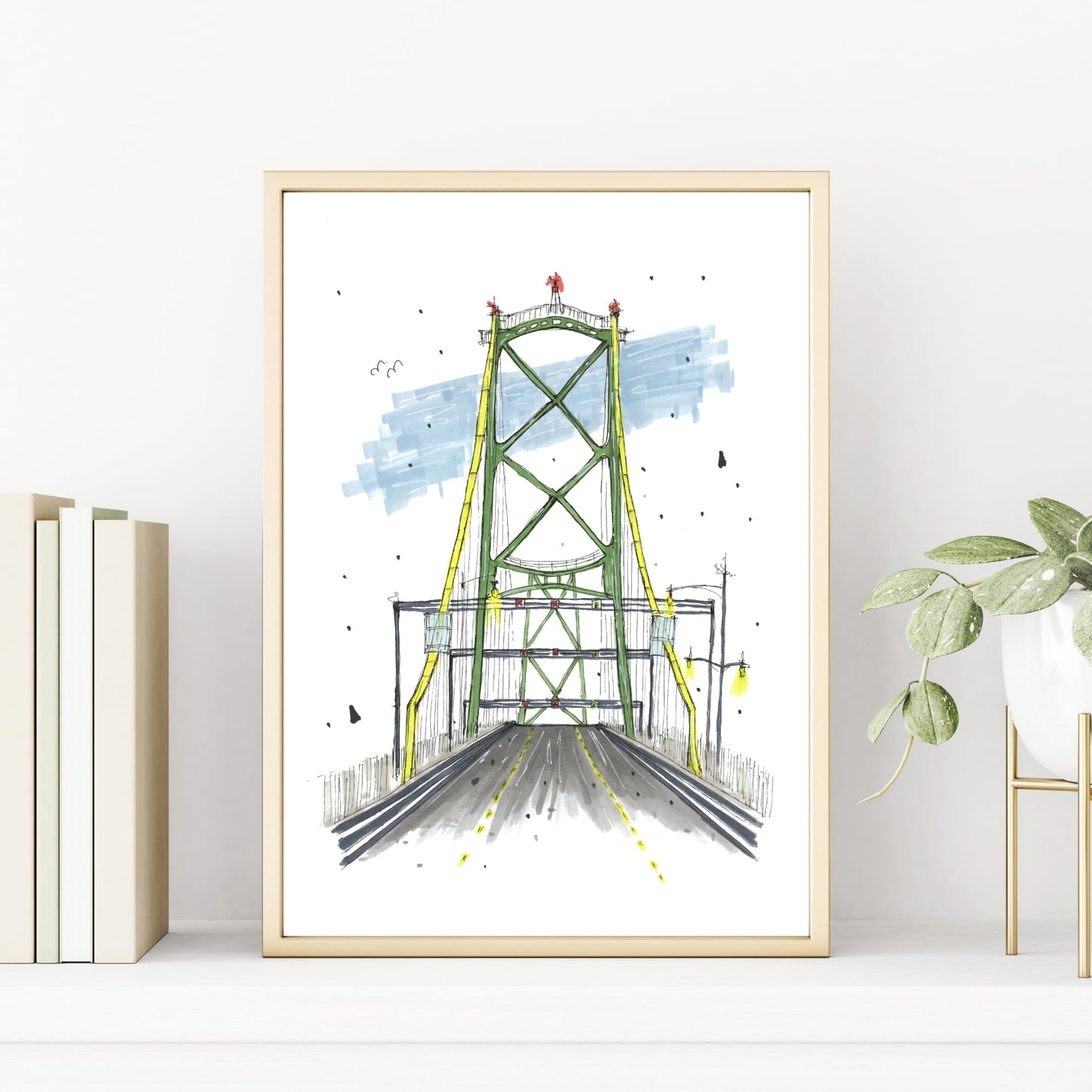 Driving the MacDonald Bridge, Halifax, Nova Scotia, Print, Downtownsketcher, Wynand van Niekerk, DTS0061