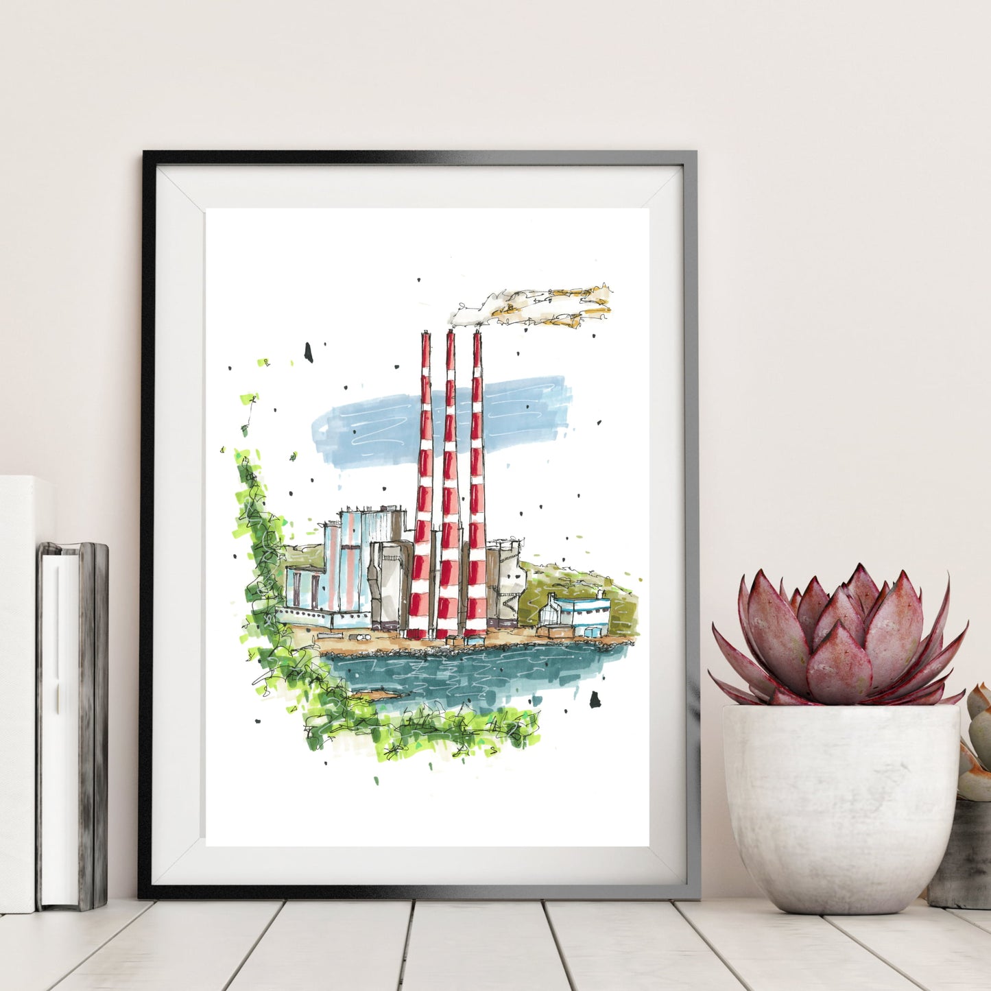 Tufts Cove Generating Station in Colour, Dartmouth, Nova Scotia, Print, Downtownsketcher, Wynand van Niekerk, DTS0062