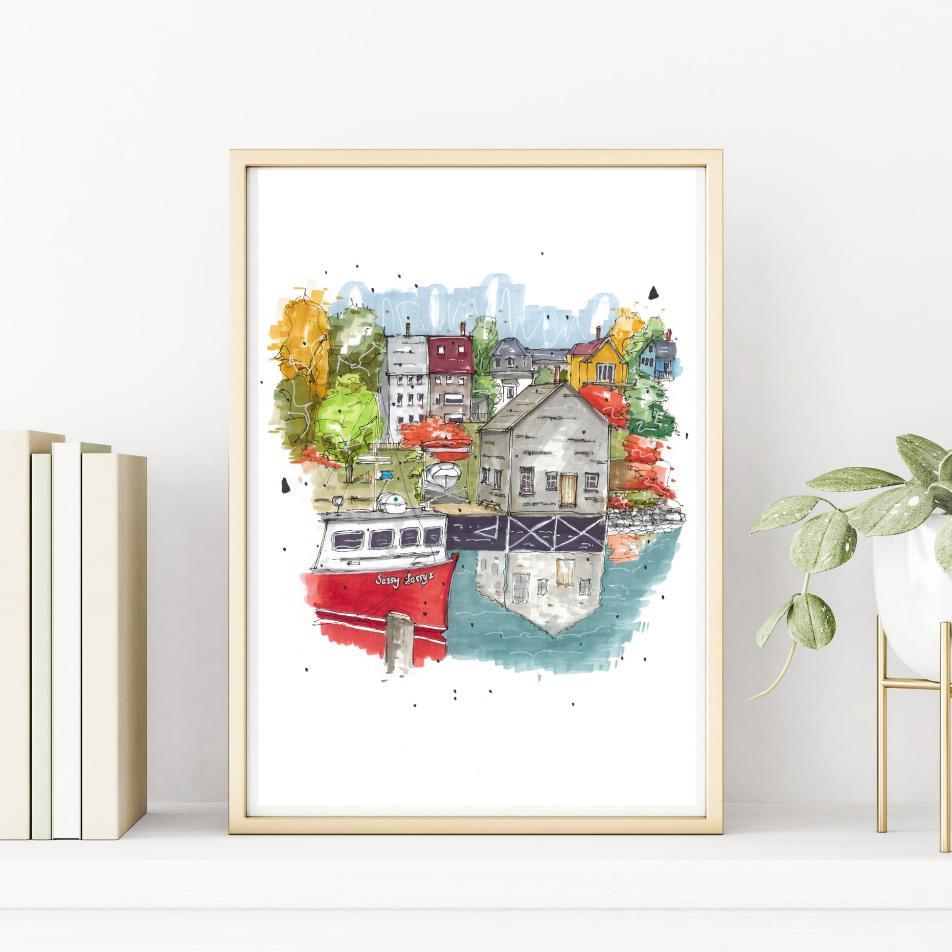 DTS0070 - Sassy Lassy Lunenburg, Art Print - Artwork Print Sketch 2 - Downtown Sketcher (3)