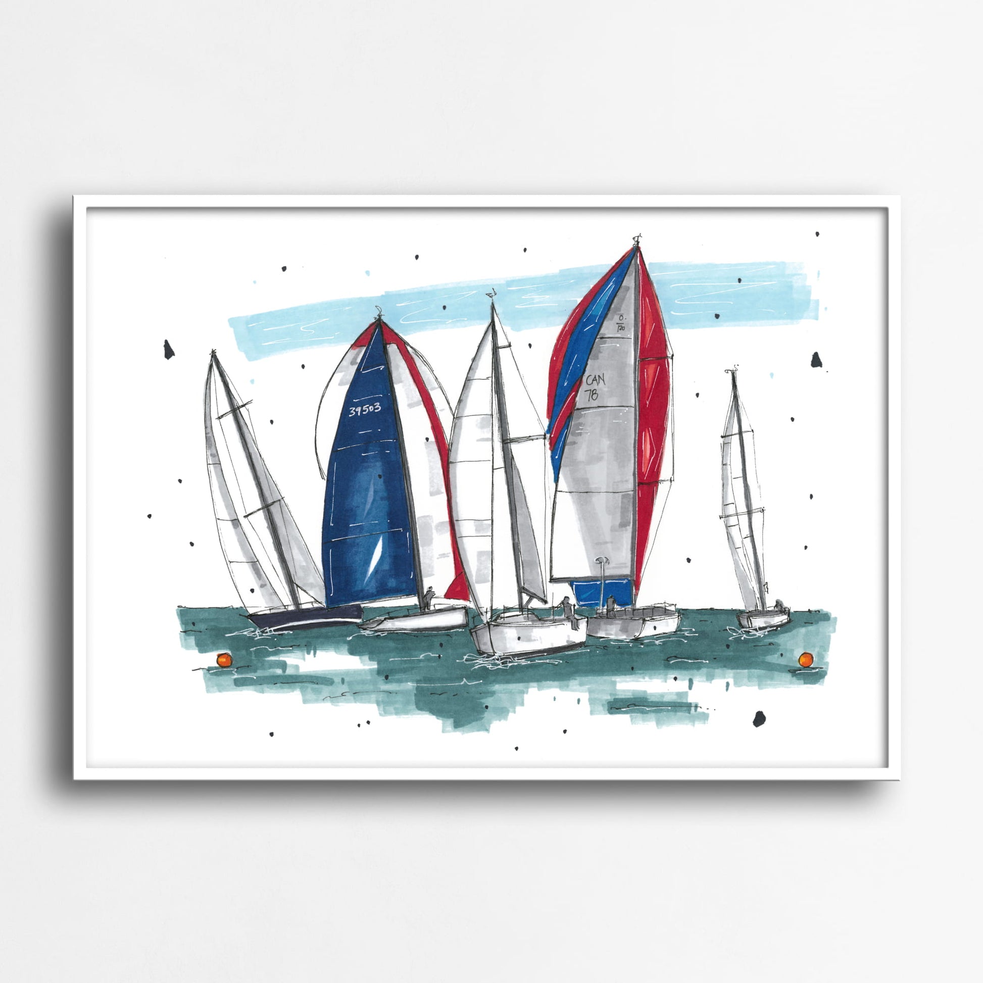 DTS0078 - Chester Race Week - Sailboats, Art Print - Artwork Print Sketch 2 - Downtown Sketcher (3)