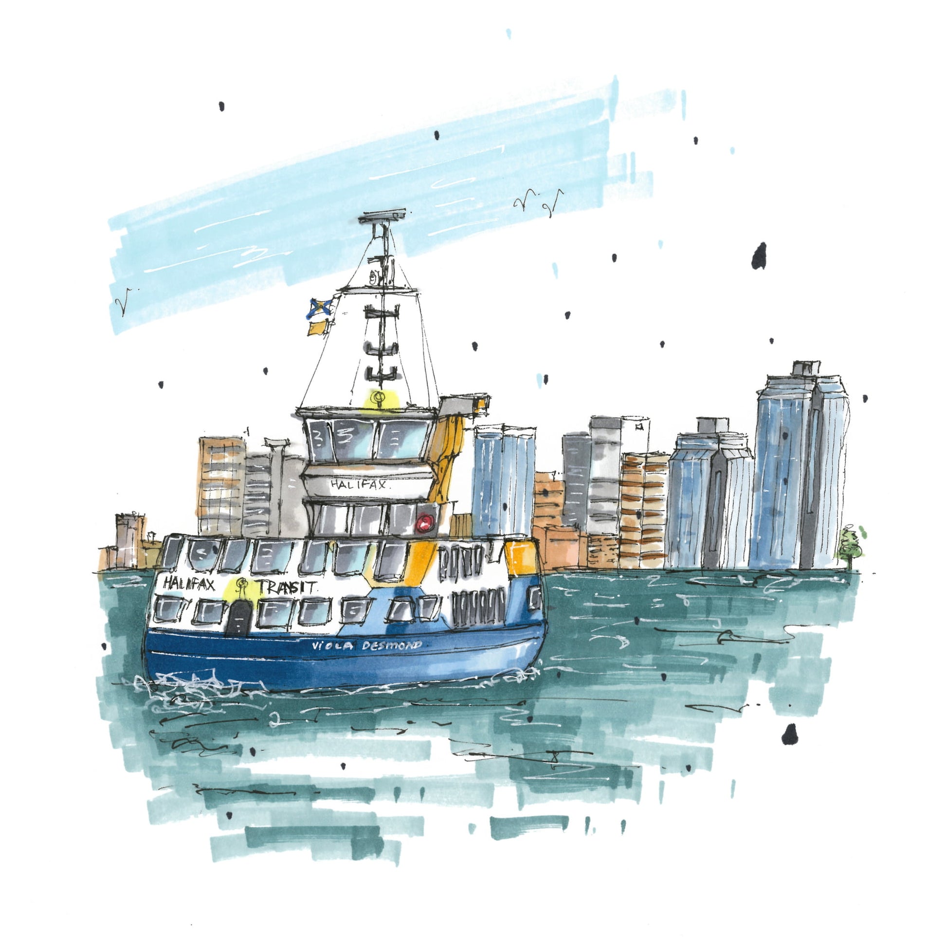 DTS0105 - Halifax Ferry, Print, Downtownsketcher, Wynand van Niekerk, DTS0087