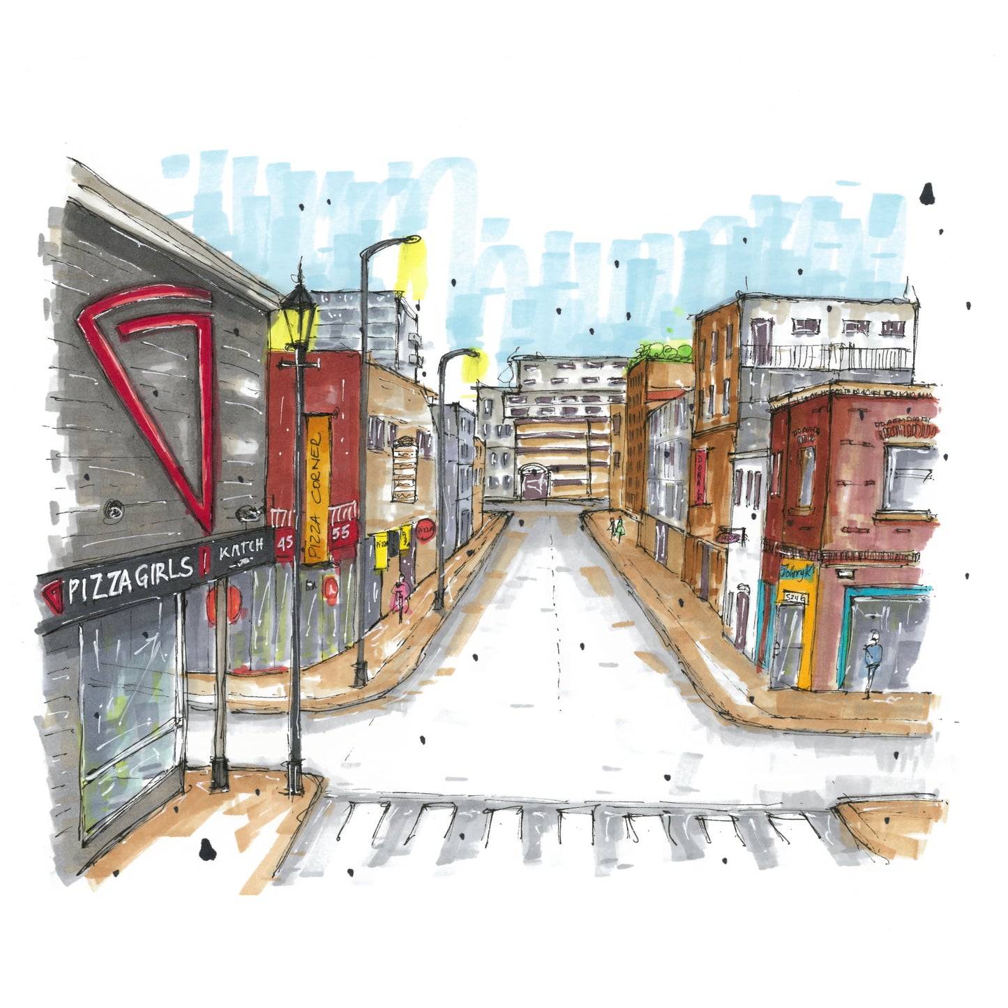 DTS0106 - Pizza Corner Halifax, Print, Downtownsketcher, Wynand van Niekerk, DTS0087