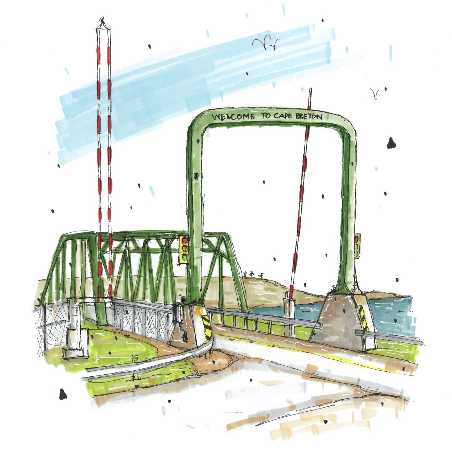 DTS0107 - Canso Causeway Cape Breton Island - Downtown Coasters by Downtown Sketcher