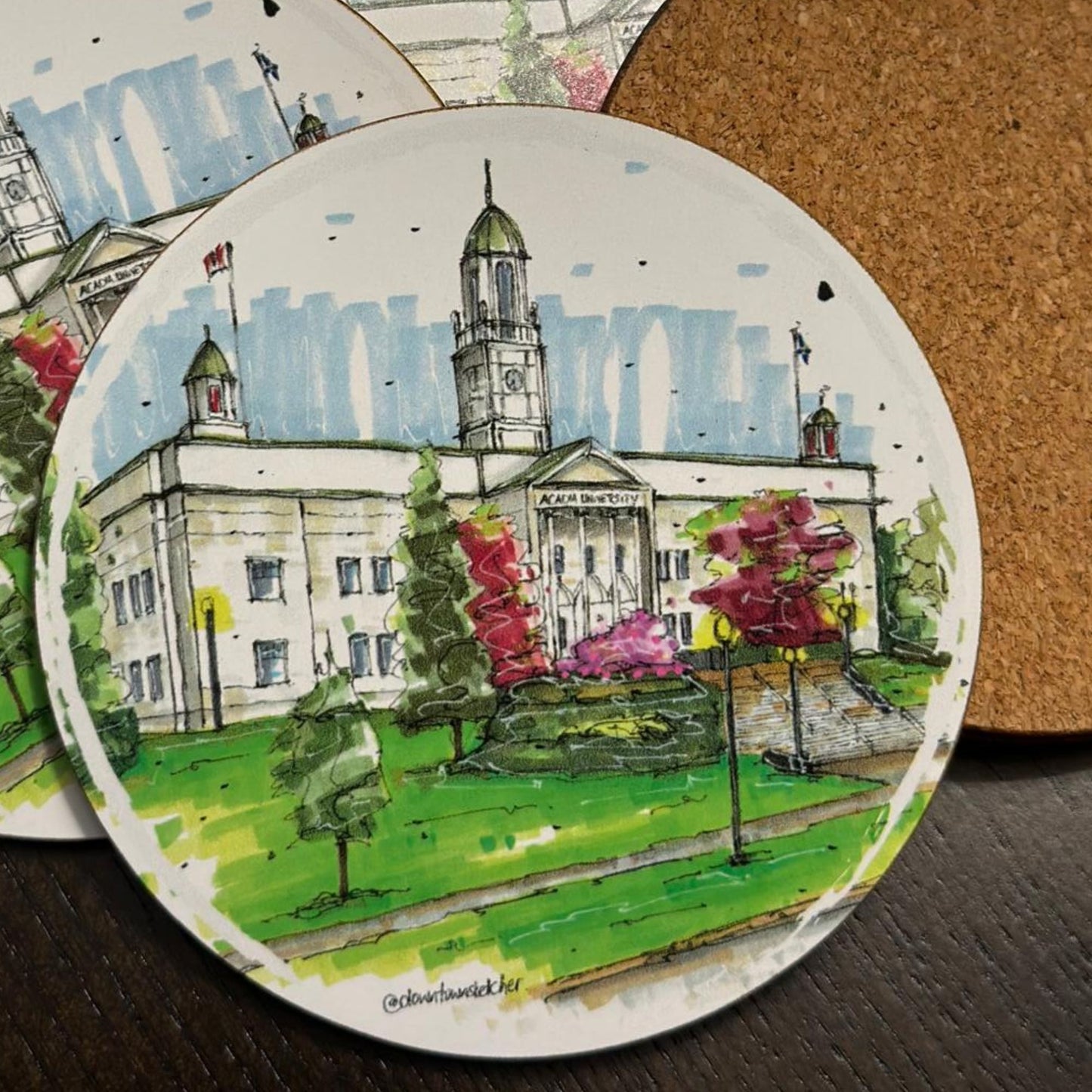 DTS0113 Arcadia University Wolfville - Downtown Coasters by Downtown Sketcher