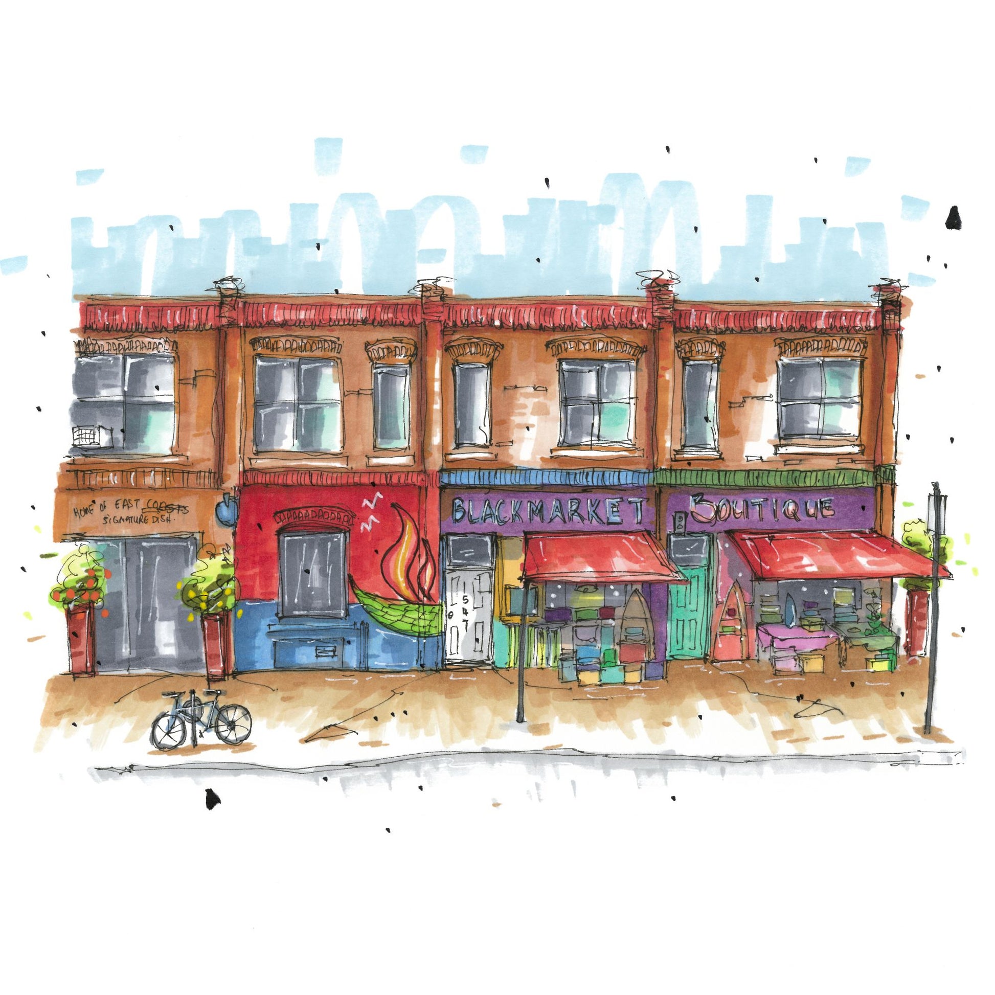 DTS0130 Black Market Boutique Halifax, Print, Downtown Sketcher, Wynand van Niekerk