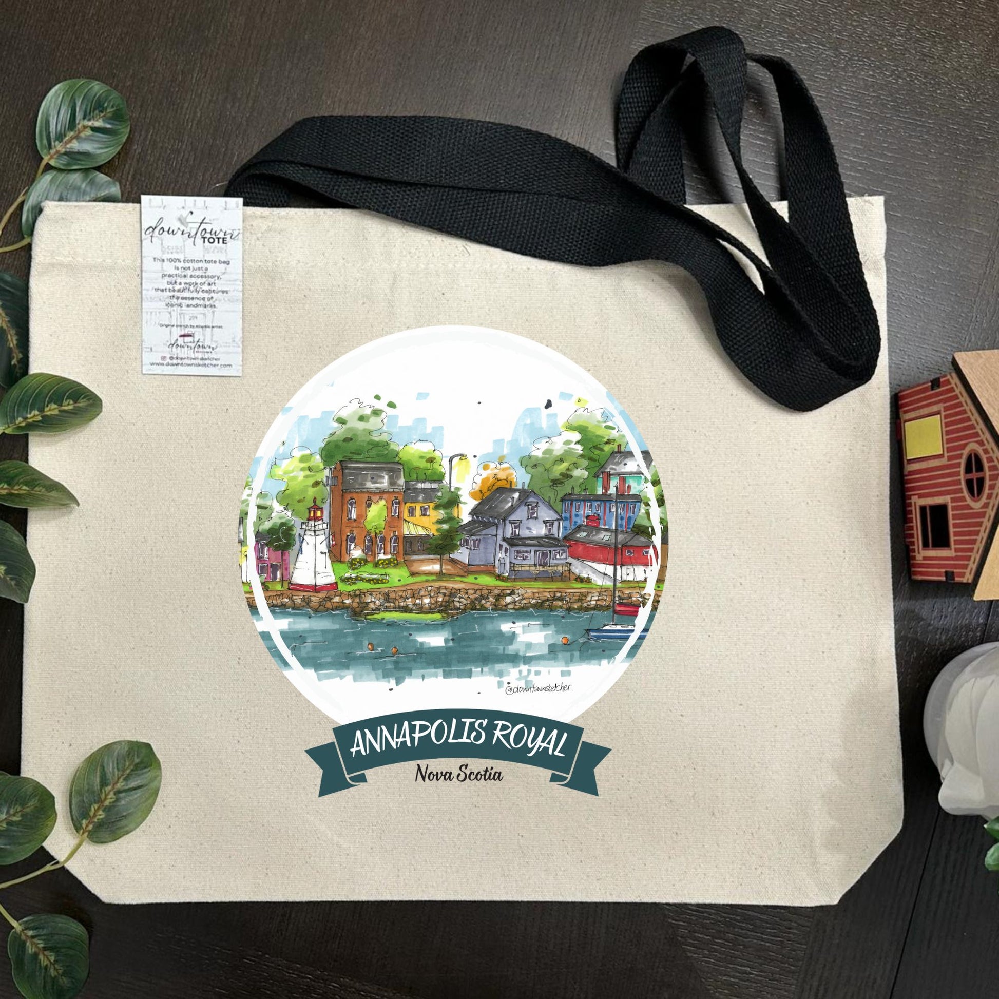 DTS0139T Annapolis Royal Waterfront, The Cradle of our Nation - Standard - Downtown Tote - Downtown Sketcher