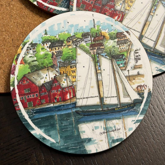 DTS0145 Bluenose II in Lunenburg Harbour - Downtown Coasters by Downtown Sketcher