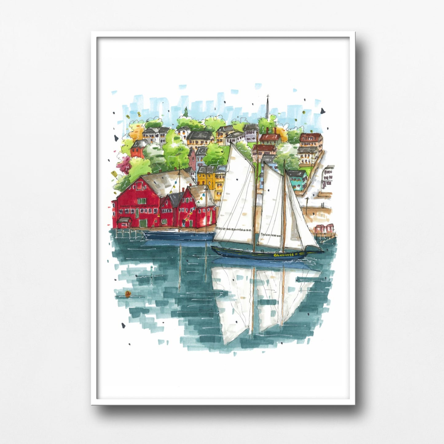 DTS0145 Bluenose II in Lunenburg Harbour, Print, Downtown Sketcher, Wynand van Niekerk