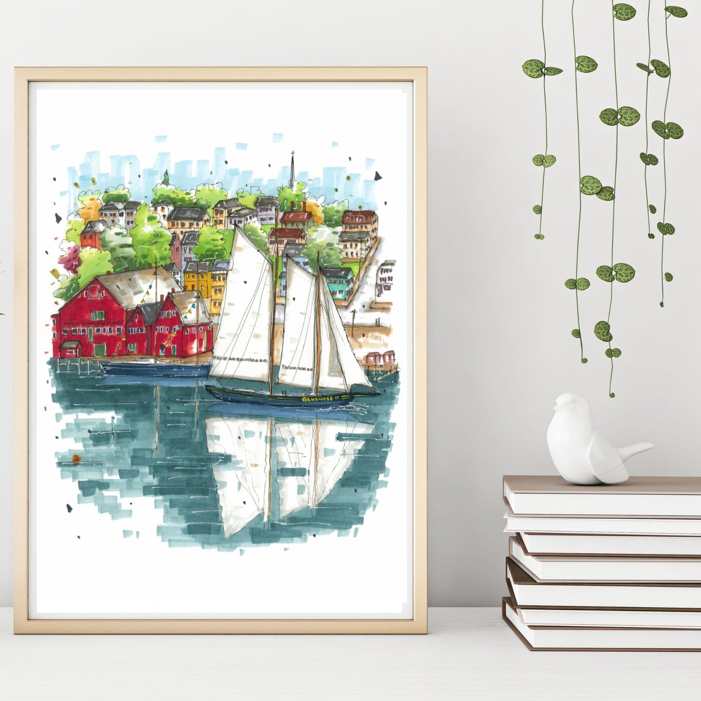 DTS0145 Bluenose II in Lunenburg Harbour, Print, Downtown Sketcher, Wynand van Niekerk