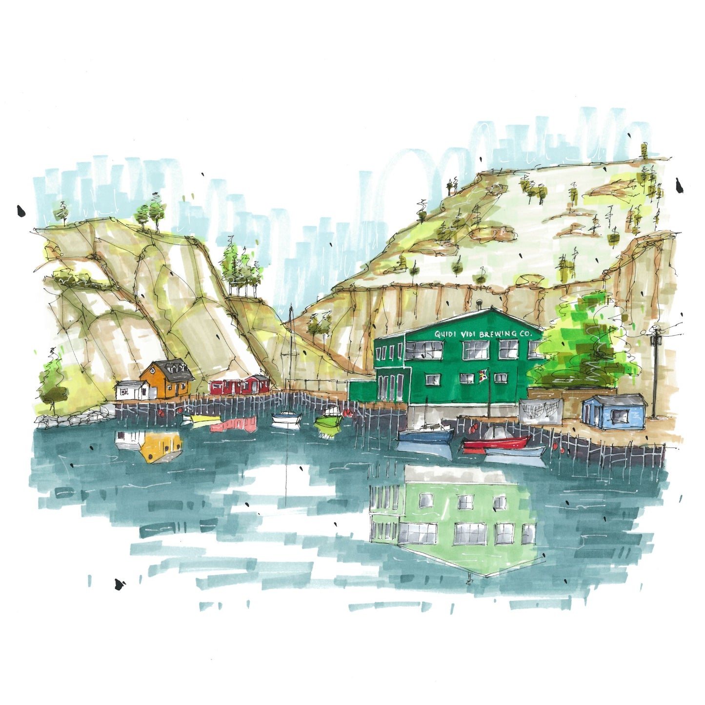 DTS0145 Quidi Vidi Brewery Newfoundland - Downtown Coasters by Downtown Sketcher