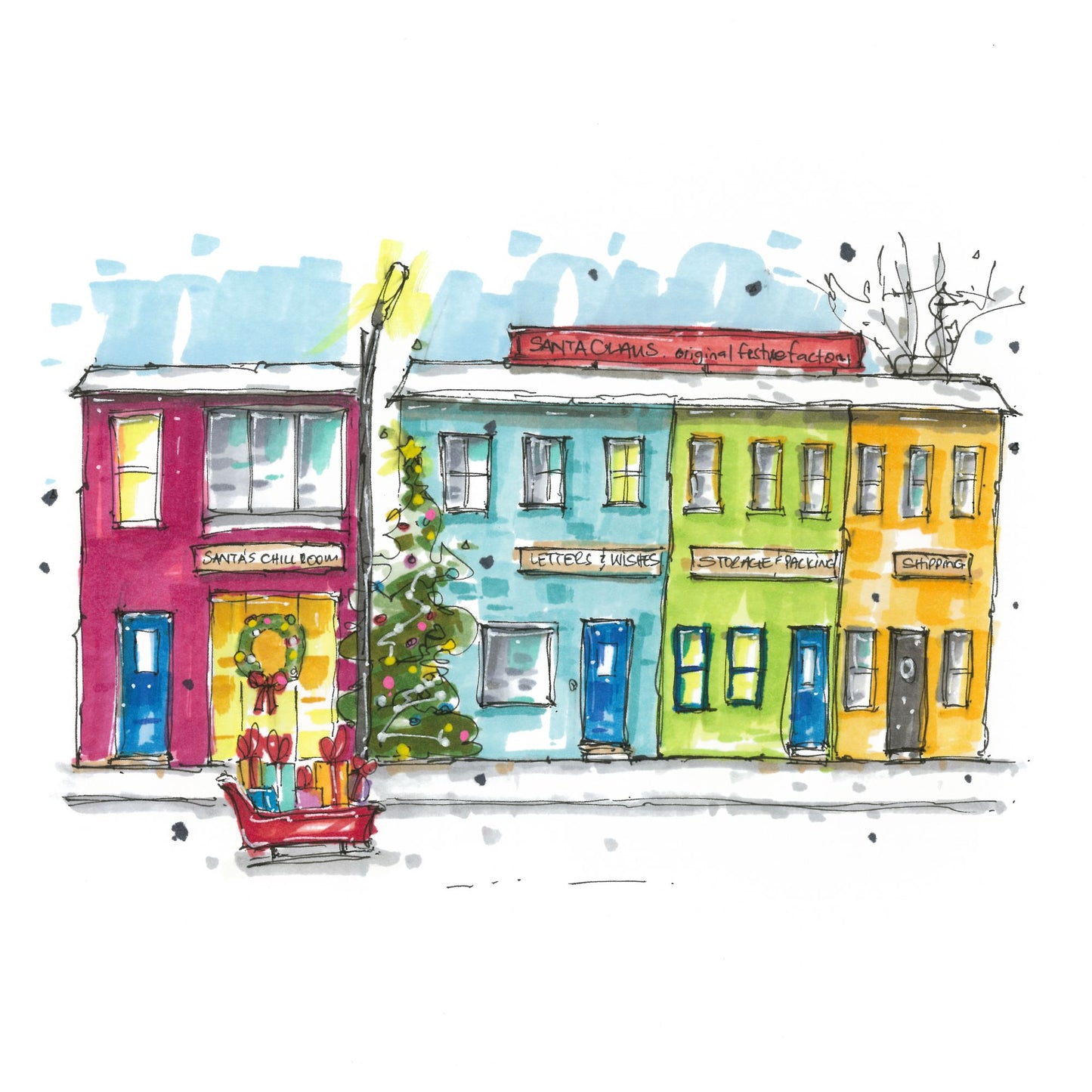 Santa's Festive Factory in Queen Street Heritage Properties, Halifax - Downtown Sketcher