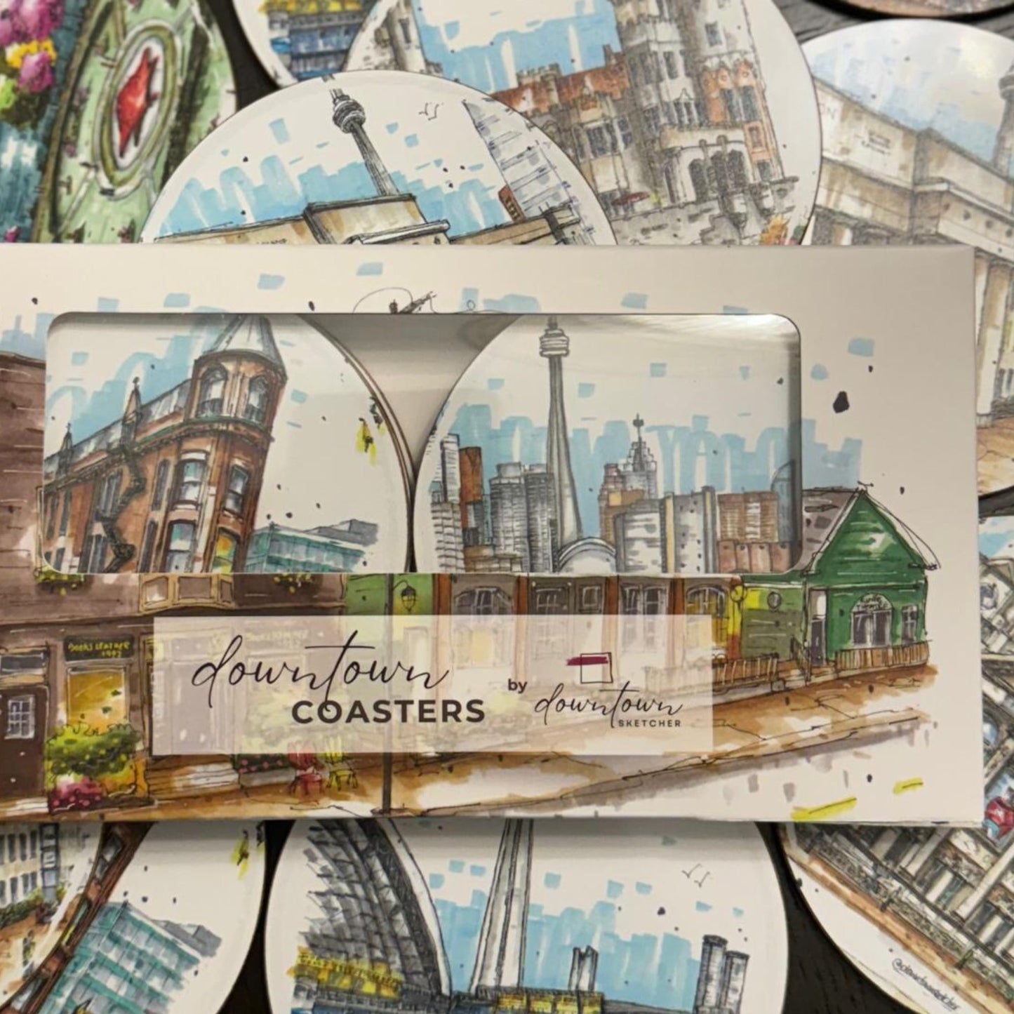 DTS0175 Trillium Park view of Toronto skyline - Downtown - Downtown Coasters by Downtown Sketcher