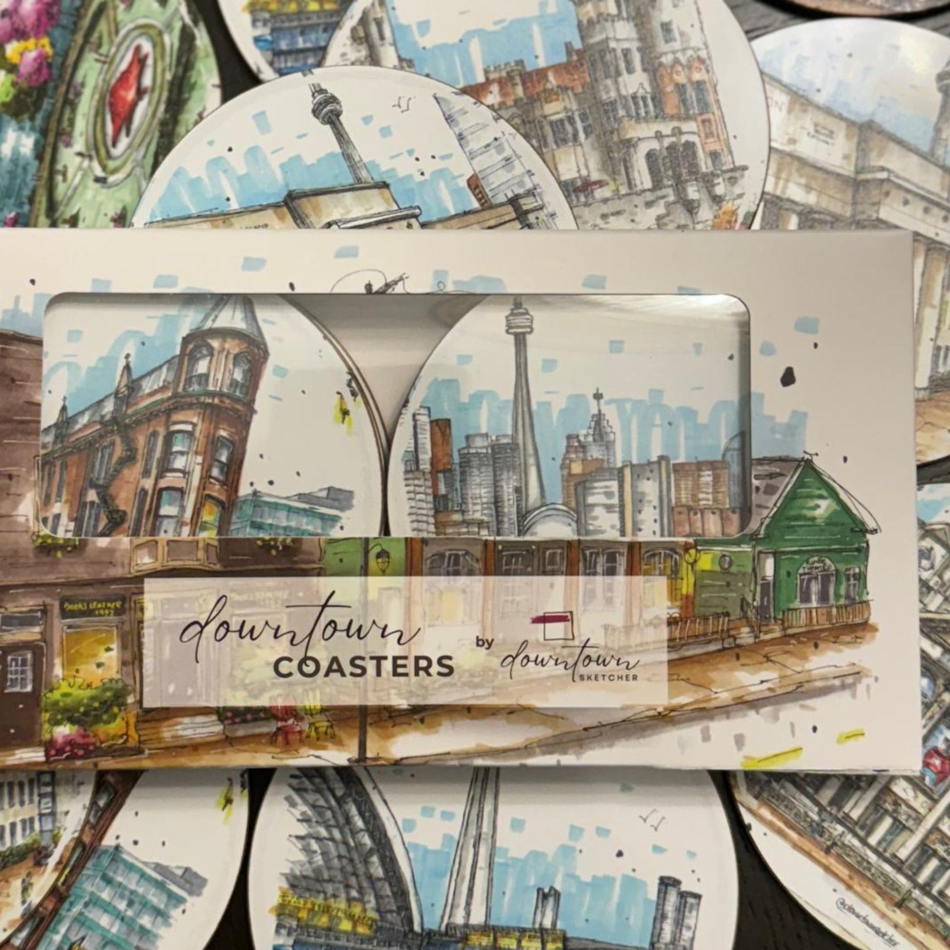 DTS0175 Trillium Park view of Toronto skyline - Downtown - Downtown Coasters by Downtown Sketcher