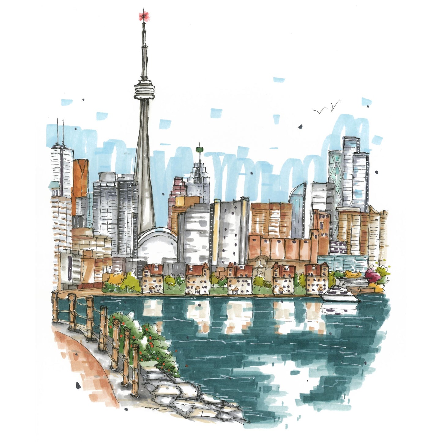 DTS0175 Trillium Park view of Toronto skyline, Downtown Sketcher, Downtown Sketcher