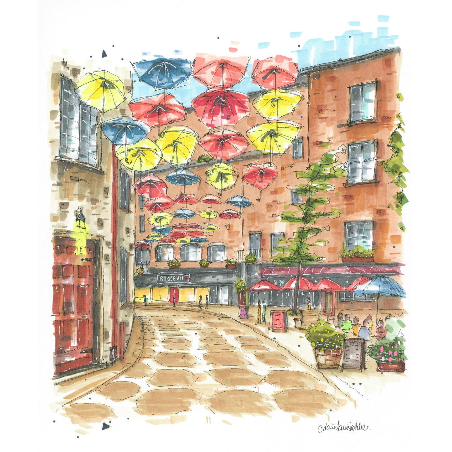 DTS0204 Umbrella Alley, Quebec City - Downtown Sketcher