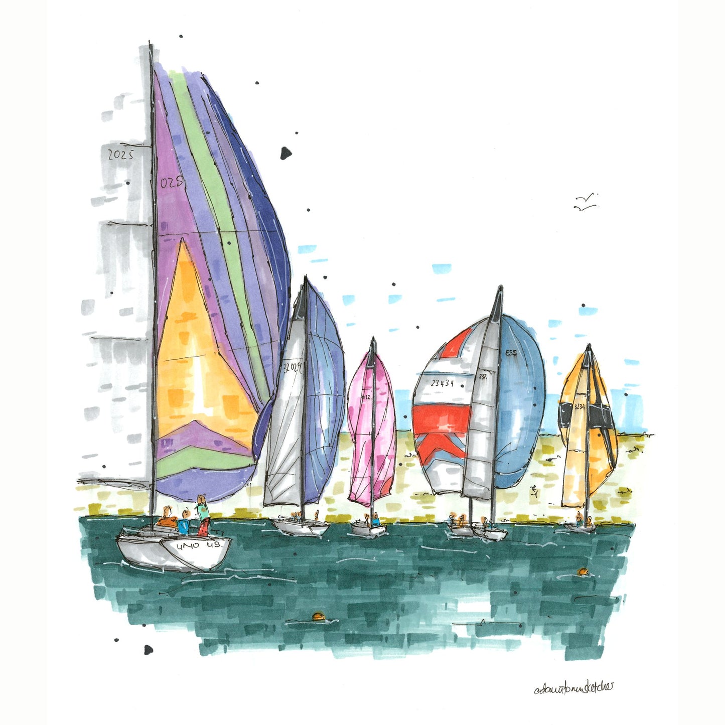 DTS0212 Baddeck Regatta, Cape Breton Island - Downtown Sketcher