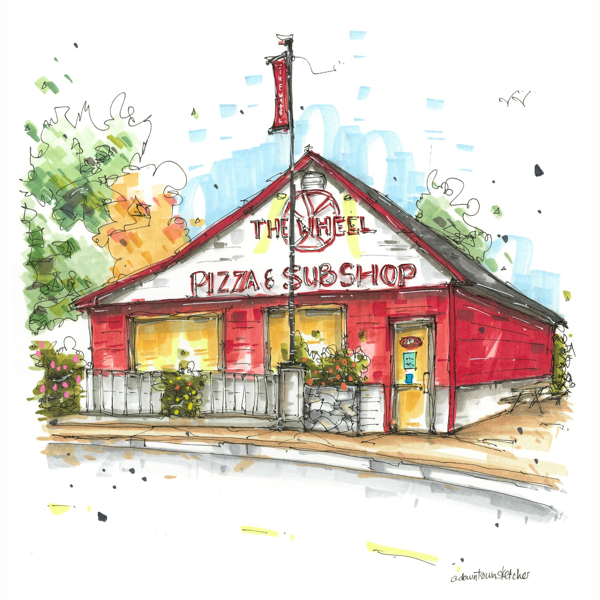 DTS0214 The Wheel Pizza & Sub Shop, Antigonish - Downtown Sketcher