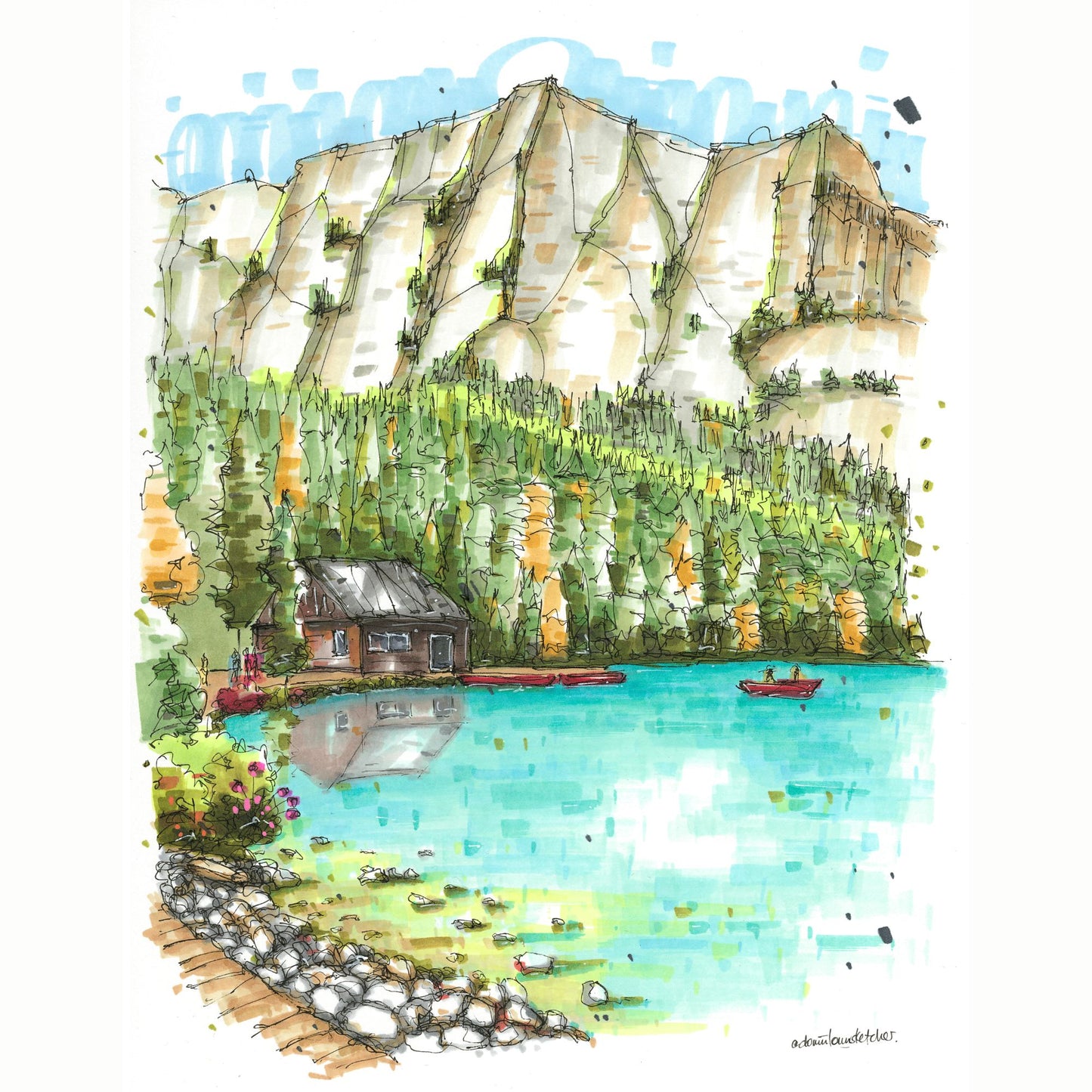 DTS0215 The Boathouse at Fairmont Chateau Lake Louise, Alberta - Downtown Sketcher