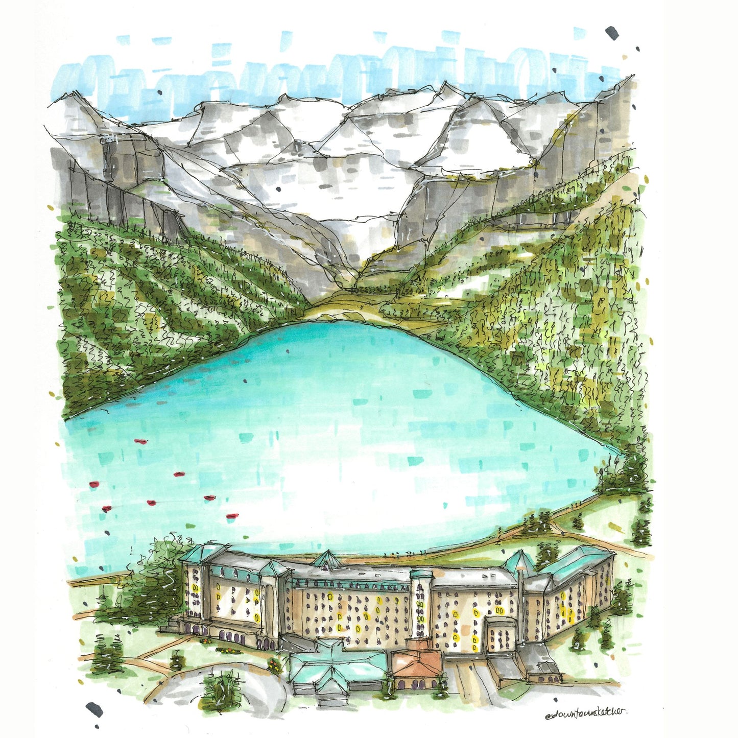 DTS0216 Fairmont Chateau Lake Louise, Alberta - Downtown Sketcher