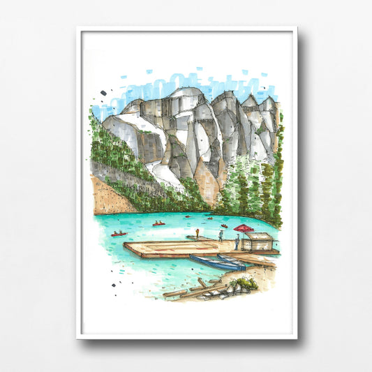 DTS0217 Canoe Dock, Moraine Lake Lodge, Alberta - Downtown Sketcher