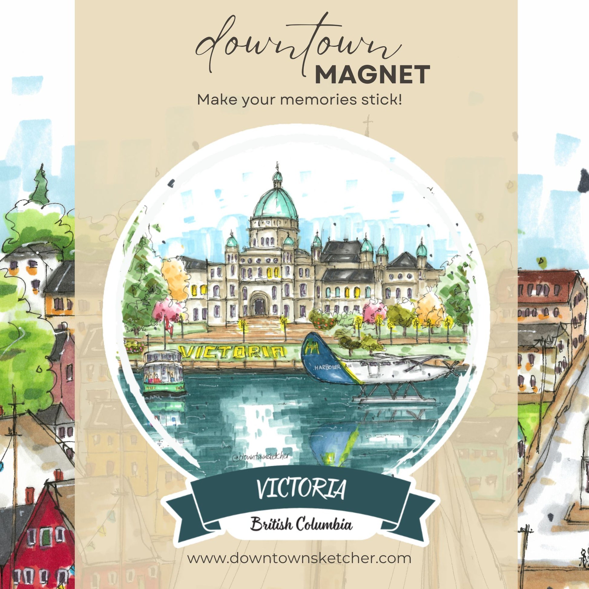 DTS0239 Legislative Assembly of British Columbia Waterfront, Victoria - Magnet - Downtown Sketcher