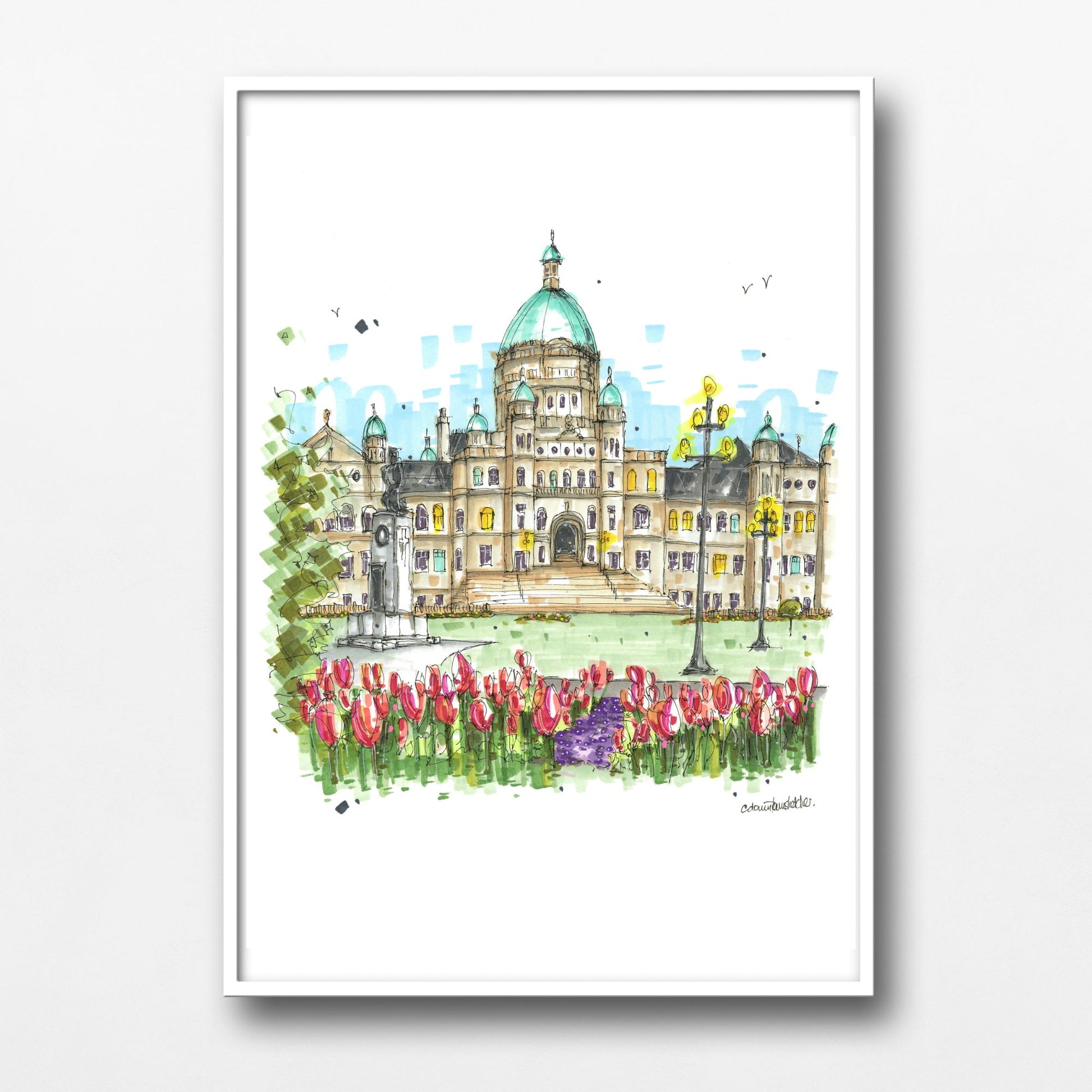 DTS0240 Legislative Assembly of British Columbia Tulips, Victoria - Downtown Sketcher