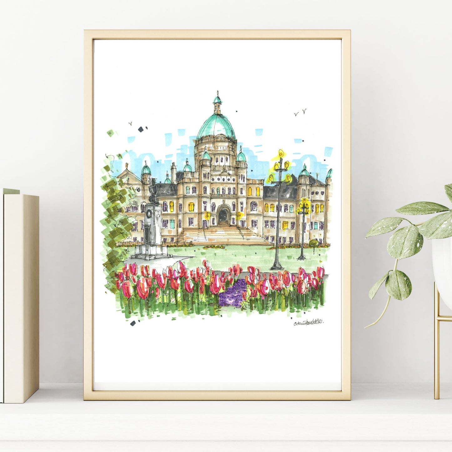 DTS0240 Legislative Assembly of British Columbia Tulips, Victoria - Downtown Sketcher