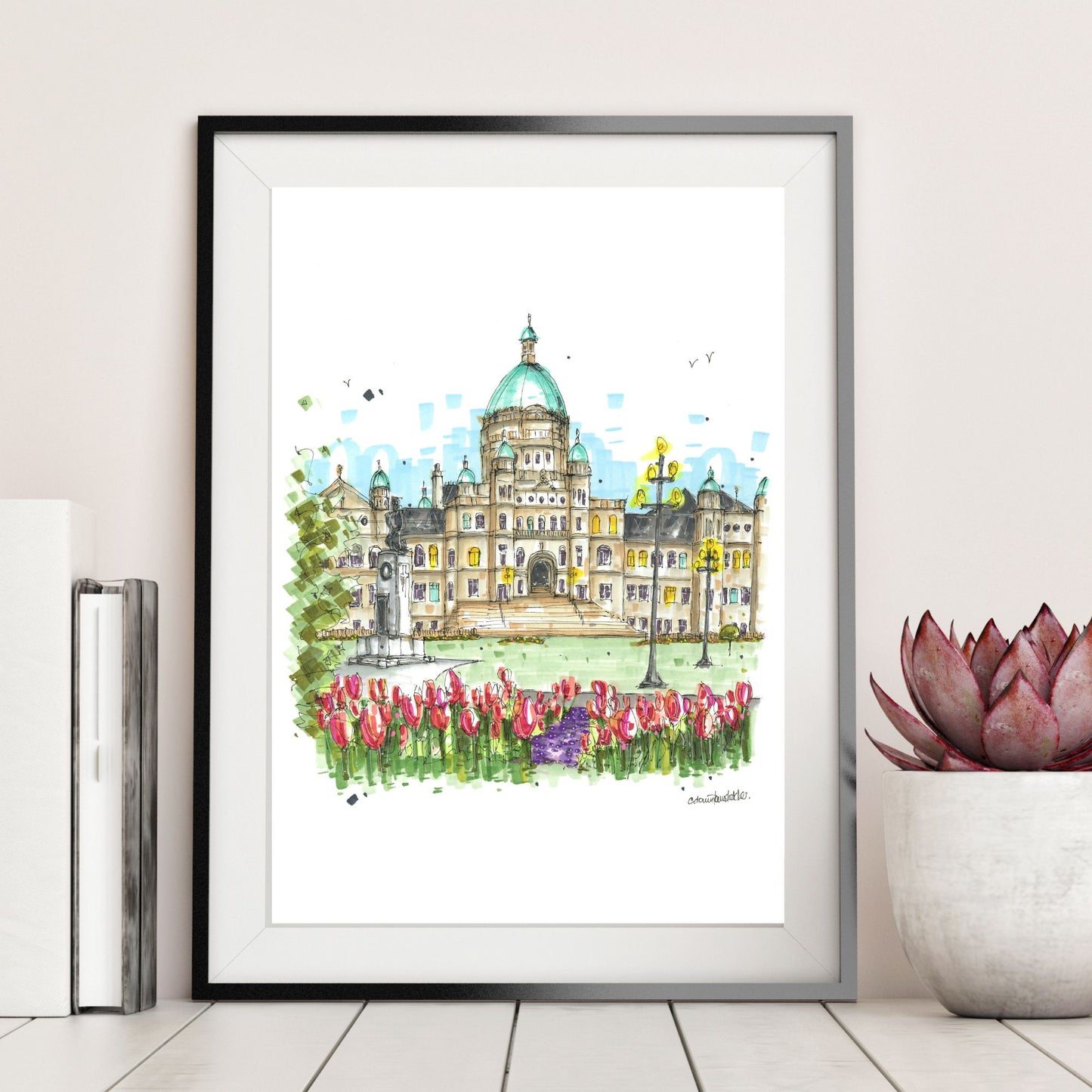 DTS0240 Legislative Assembly of British Columbia Tulips, Victoria - Downtown Sketcher