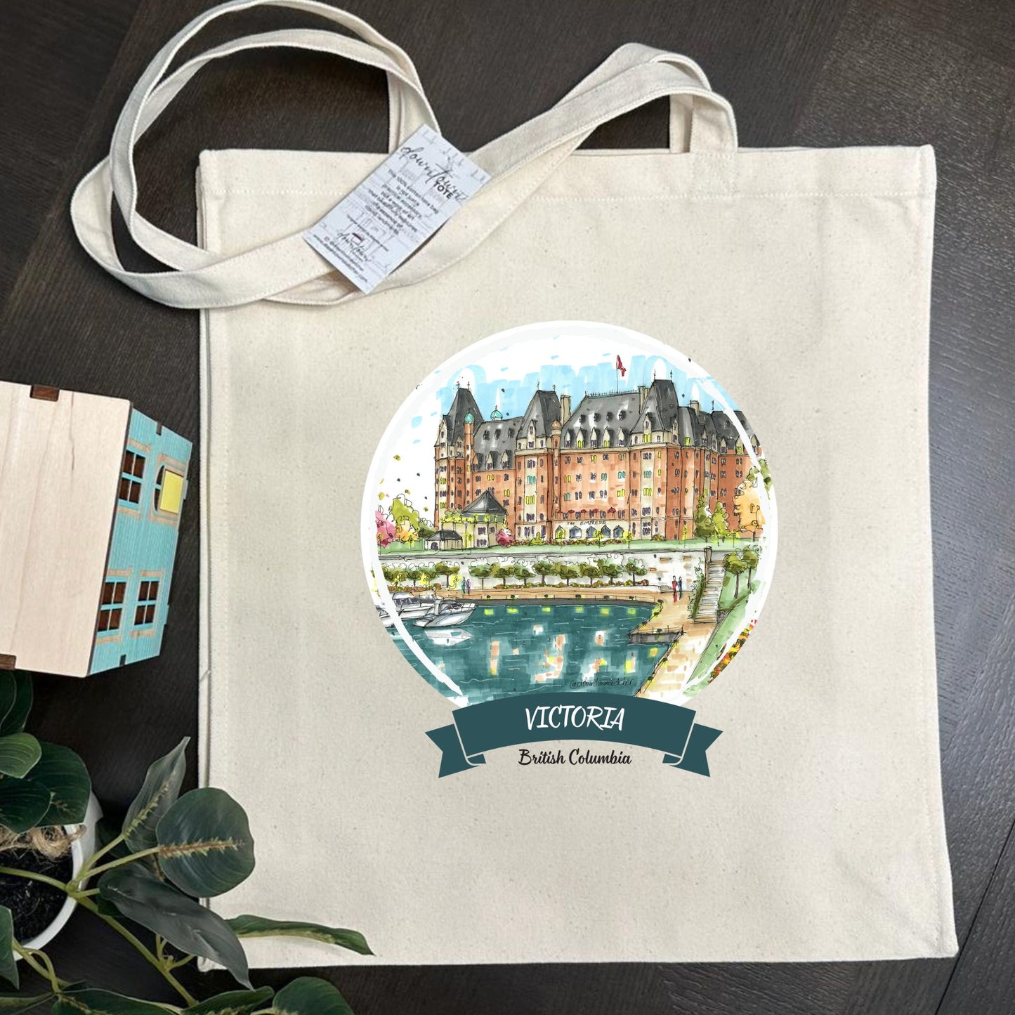 DTS0241 Empress Hotel Waterfront, Victoria - Tote Bag - Downtown Sketcher