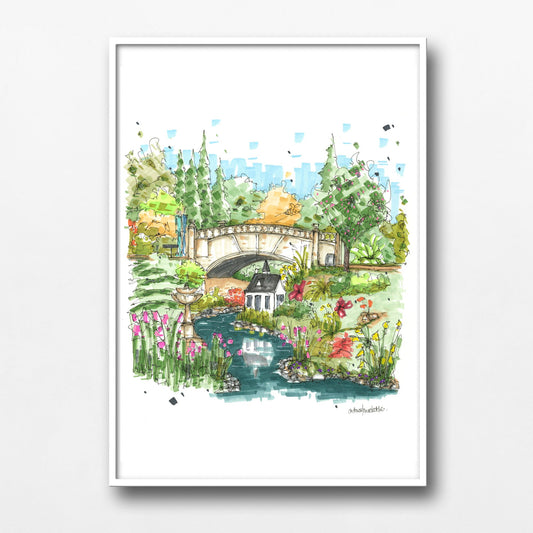 DTS0244 Miniature house, stream and bridge, Halifax Public Gardens - Downtown Sketcher